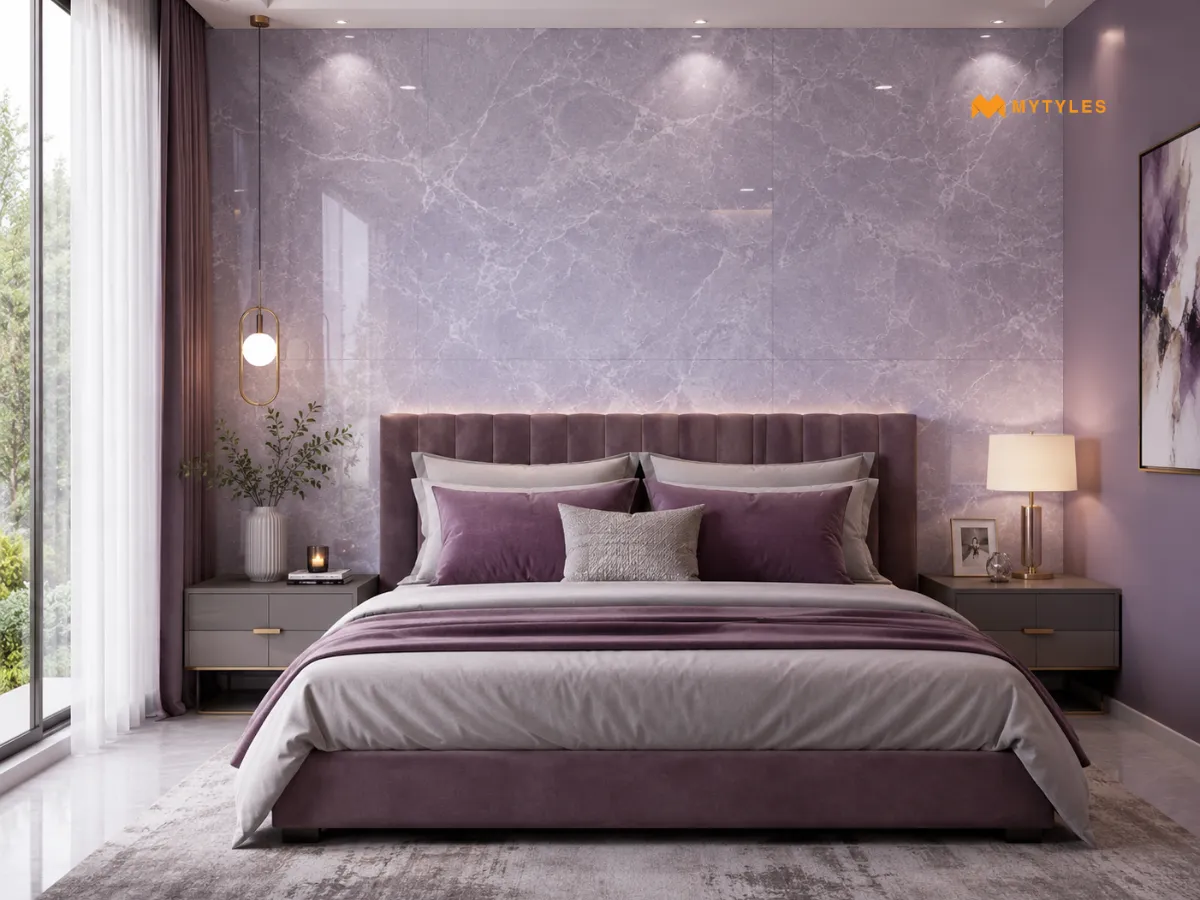 Glacier Grey Marble Tile in Bedroom